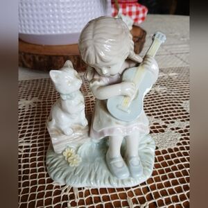 Vintage Girl & Cat Figurine Romans Inc
